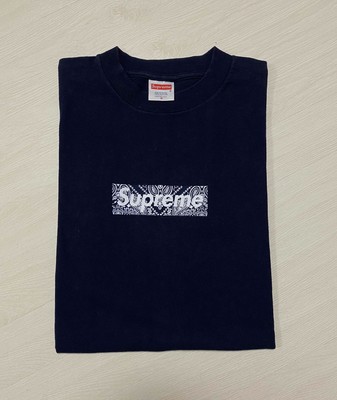 Supreme paisley box logo tee navy on 