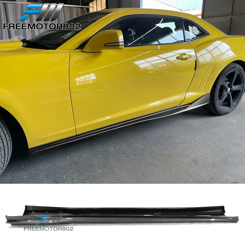 Fits 16-24 Chevy Camaro 4PCS Carbon Fiber Print Side Skirts Panels IKON V3 Style