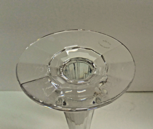 Vintage 12" Tall 24% Lead Crystal FootedTaper Pillar Candleholder Cut Planked EU - Picture 8 of 17