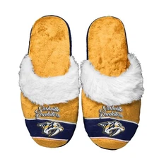 Nashville Predators Women's Stripe Logo SLIDE SLIPPERS New FREE U.S.A. SHIPPING