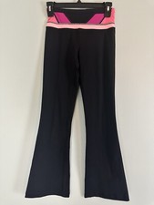 Lululemon Groove Flare Yoga Pants Size 2 Regular Pink Waistband Black