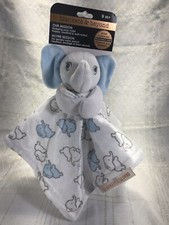 Blankets and Beyond Boys Elephant Blue white Baby Security Blanket Lovey Plush