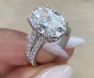 Oval Cut EF/VS Lab Grown/CVD Diamond Ring IGI Certified 14k
