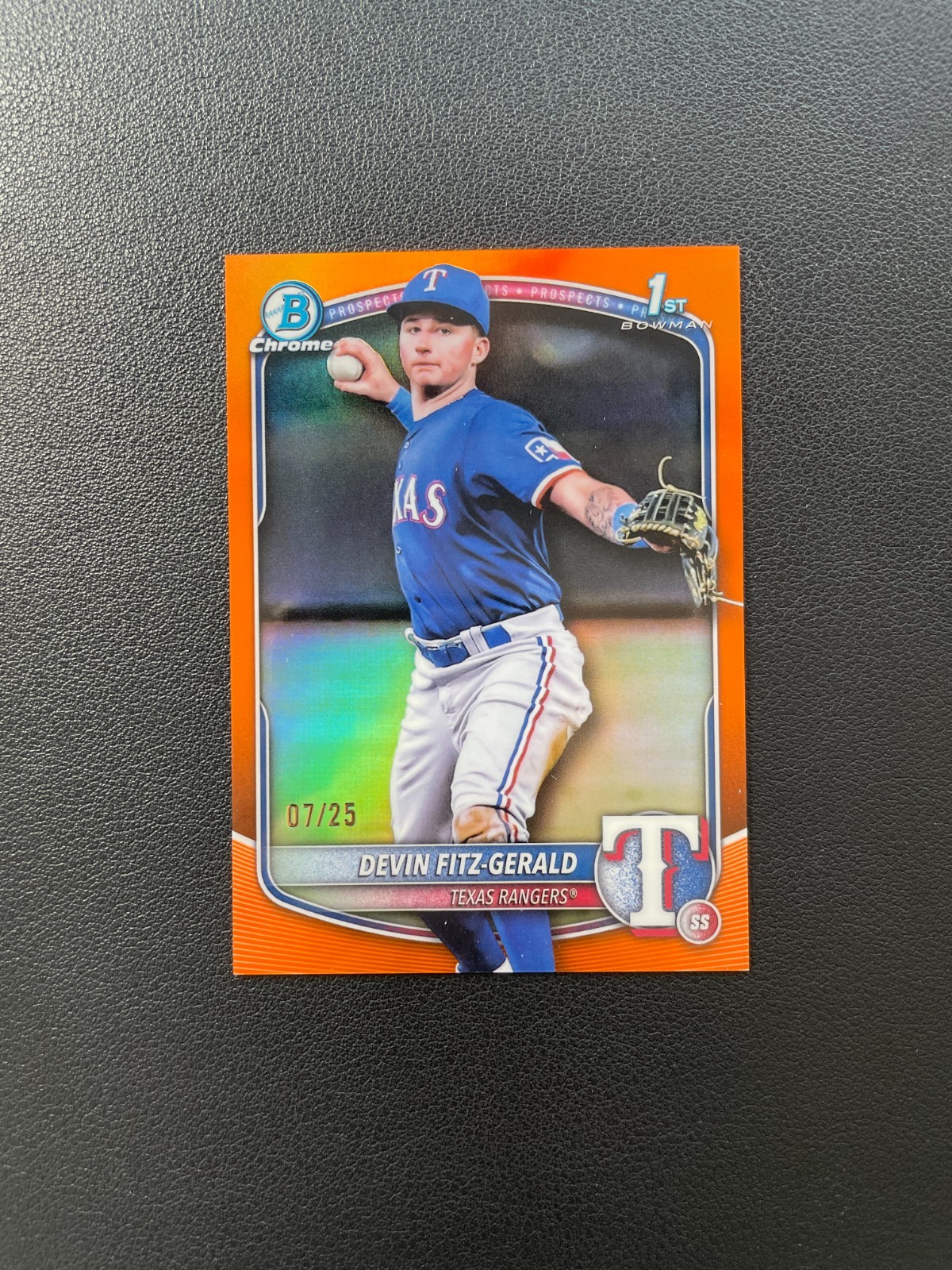 2025 Bowman Chrome #BCP-158 Devin Fitz-Gerald 1st Orange Refractor 07/25 BJWAS