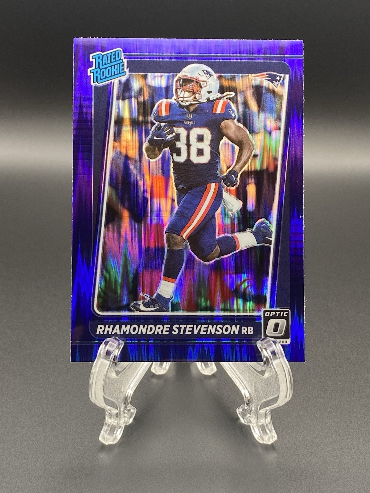 2021 Panini Donruss Optic Rated Rookie Rhamondre Stevenson #237 Purple Shock