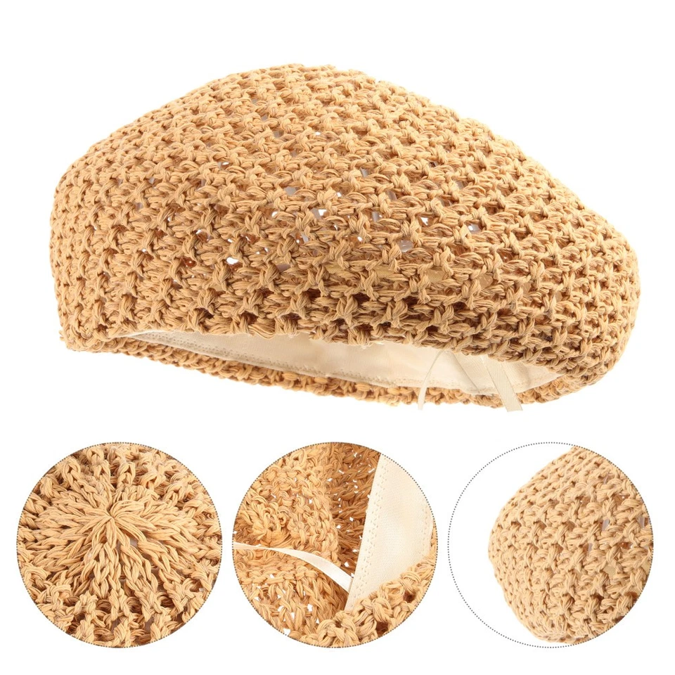 Béret De Paille Français Chapeau Dames Bérets Chapeaux Pour Femmes - Photo 2/4