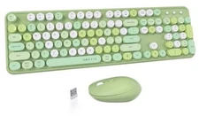 UBOTIE Colorful Computer Wireless Keyboards Mouse Combos, Typewriter 2.4 Ghz