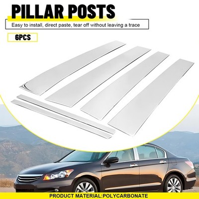 For 2008-12 Honda Accord 4dr 6PC STAINLESS STEEL Chrome Pillar Post Covers Trims