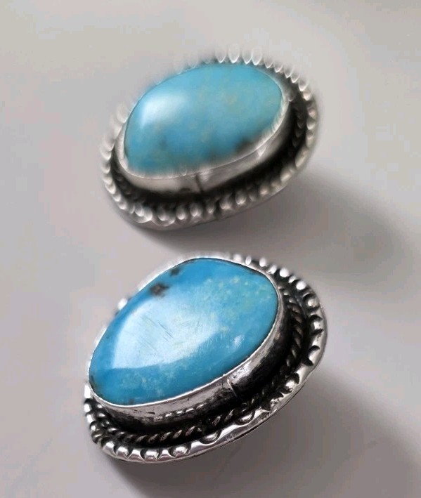 Native American irregular shaped round turquoise … - image 3