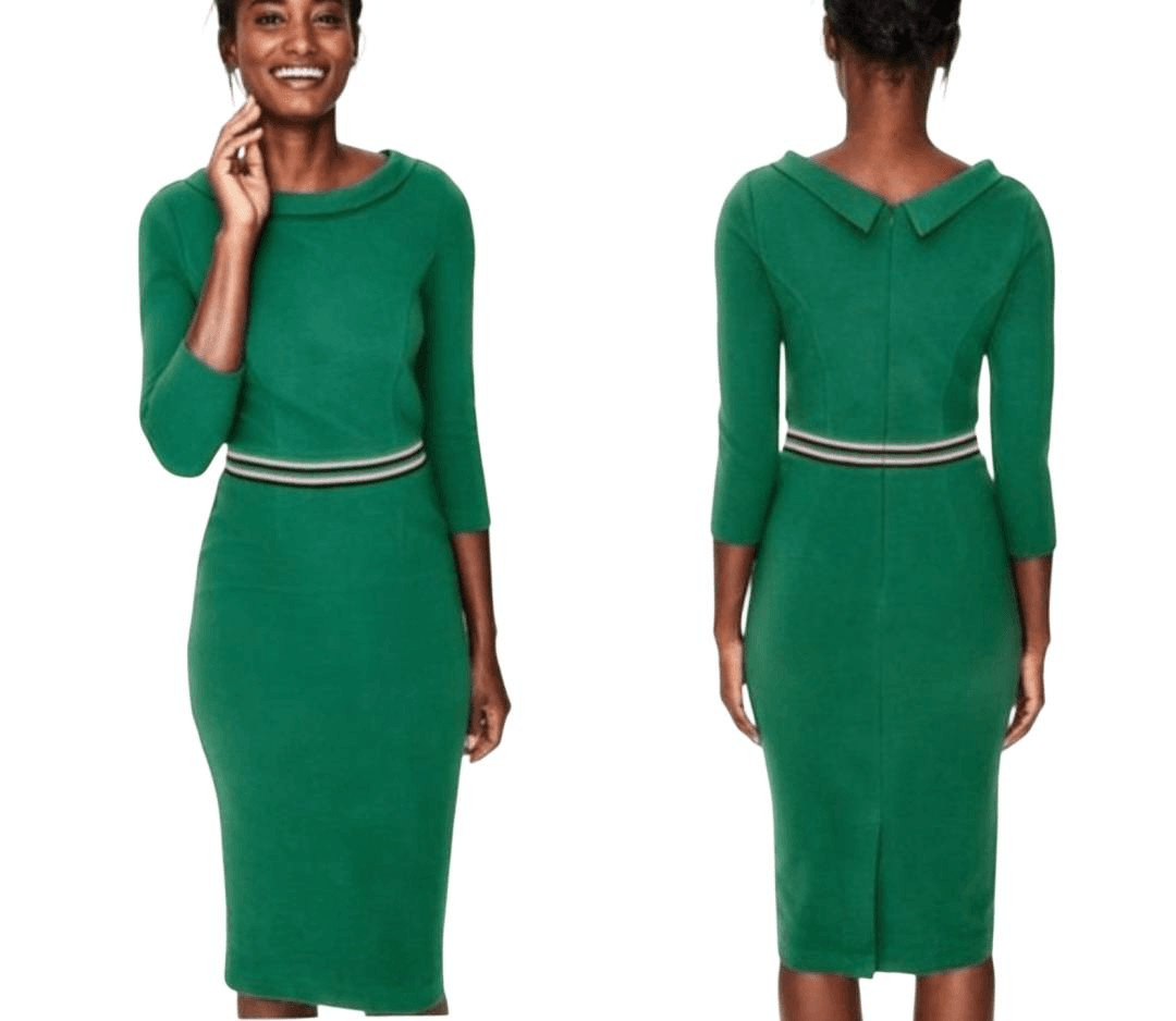 Boden Daisy Ottoman Dress - Green Sz 6R
