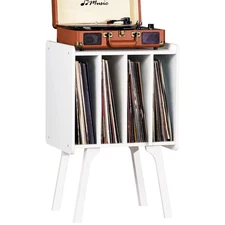 Record Player Stand,Vinyl Record Storage Table with 4 Cabinet Up to 100 Album...