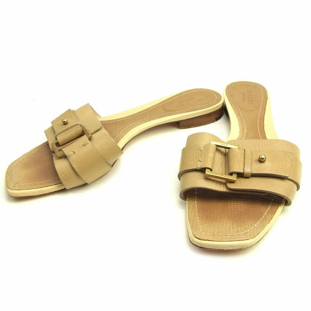 GUCCI Sandals Brand Sandals Sandals #36 1 2C Outlet Summer Beige Leather t1334 B