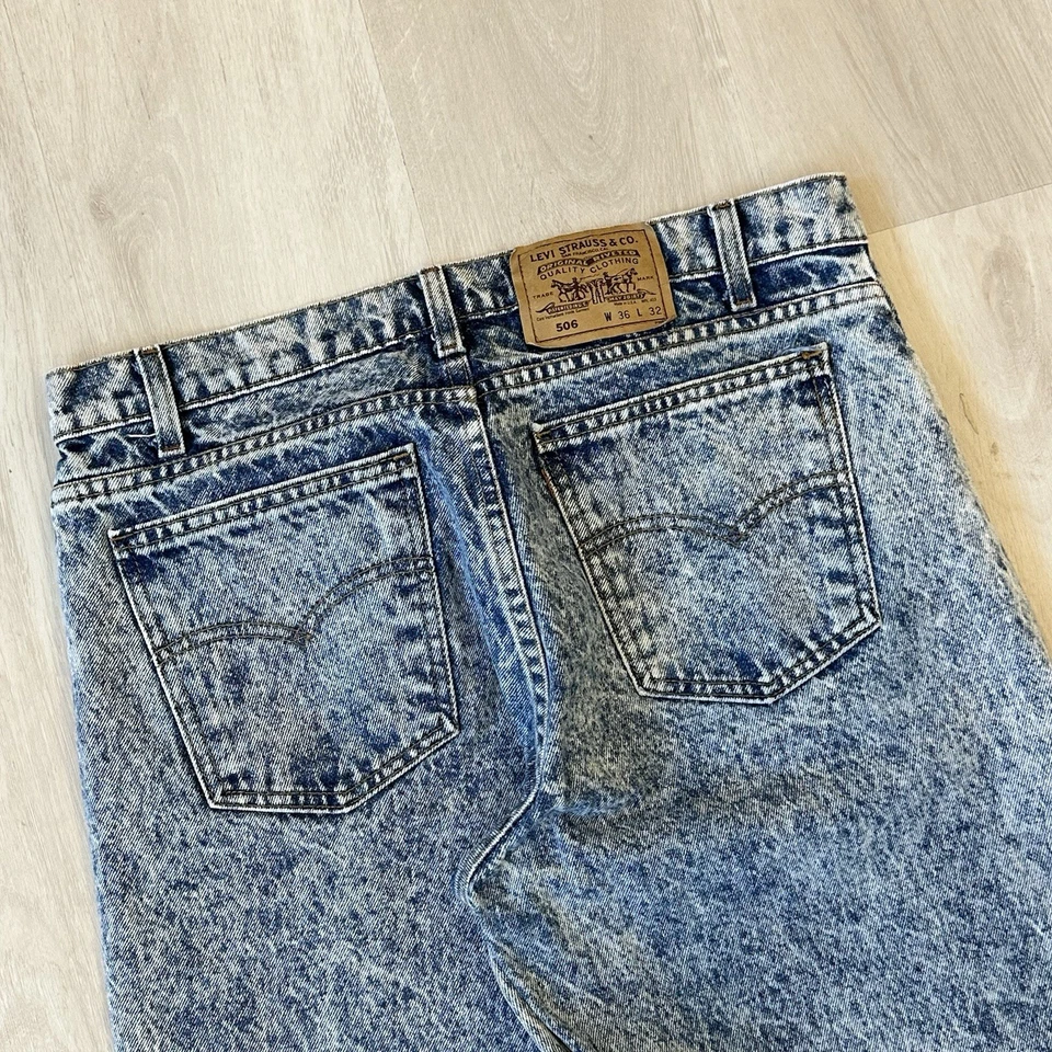 Jeans Levis vintage para hombre 36x32 506 lavado ácido hechos en EE. UU. Foto 4 de 4