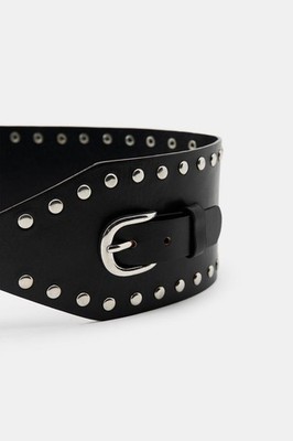ZARA NWT 100% LEATHER STUDDED WAIST BELT SIZE 30 | eBay display picture 3