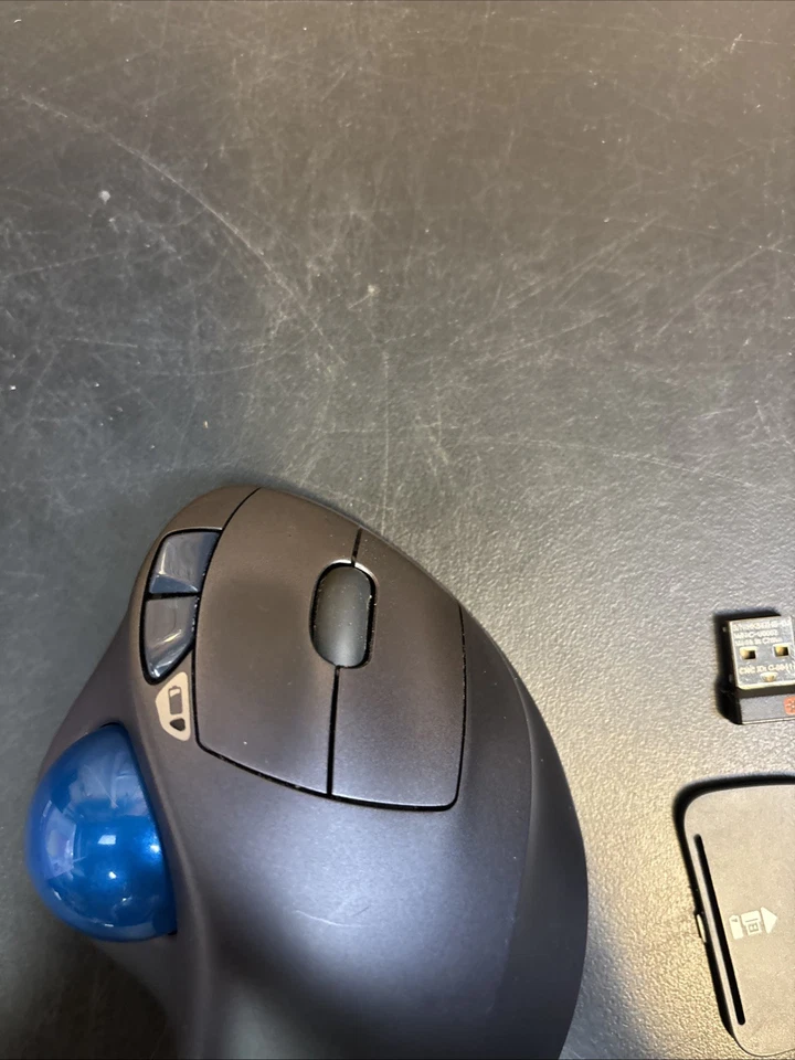 Logitech Logi M570 Wireless Trackball Mouse & Paired Receiver Blue Ball - Works - Image 3 of 4