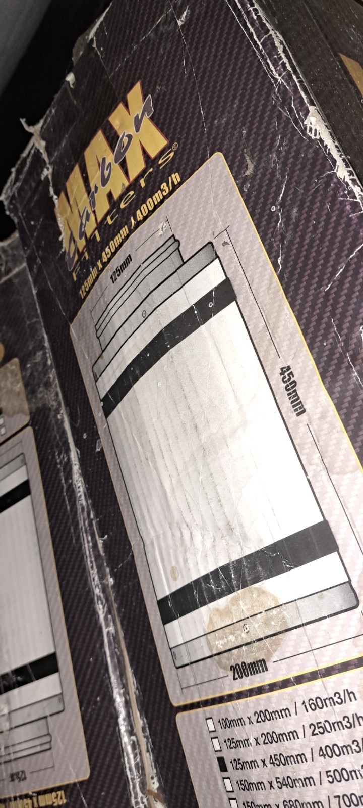 MAX Carbon Filter 5" 125mm x 450mm longh 200mm total diameter. BUNGED 12 month image 2