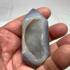 Agate Natural Druzy Double Terminated Polished Chalcedony Crystal #e9683
