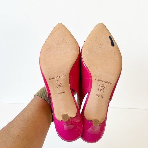 Antonio Melani Patent Leather Bow Pointed Toe Slingback Kitten Heels Pink Sz 5.5 - Picture 10 of 10
