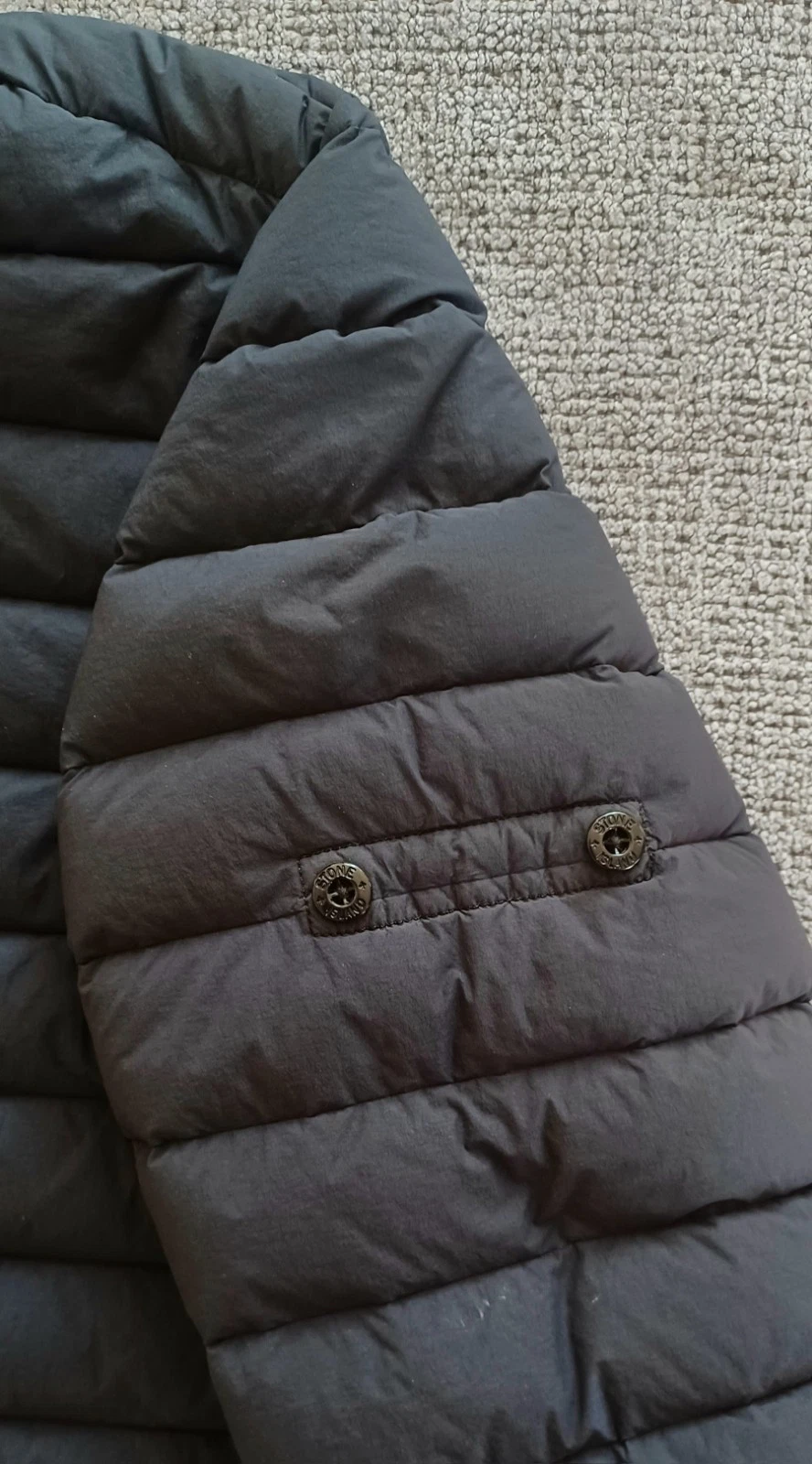 Stone Island Black Loom Woven Down Chambers Stretch Nylon-TC Hooded Jacket Sz L - product detail image 4