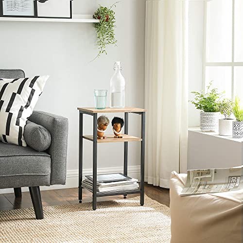 VASAGLE End Tables, Set of 2 Side Tables and Nightstands, Each with 3 Shelves, - Picture 2 of 5