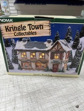 Noma Kringle Town Santa's Workshop 1992 Christmas Village Lighted Holiday Snowy