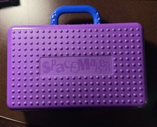 Spacemaker Pencil Box Purple Blue with Handle Vintage 90s Plastic Storage Case