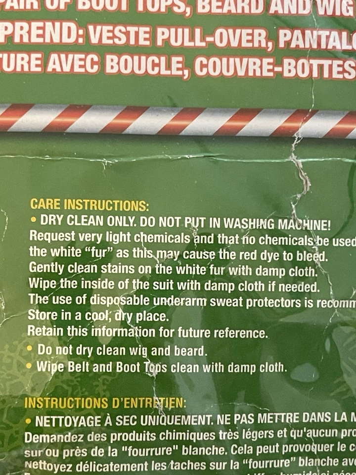 Flannel 8 Piece Santa Claus Suit Standard 40-48 + Beard & Wig Vintage Set - Image 4 of 4