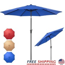 9FT Patio Umbrella Outdoor Canopy Crank Tilt Market Shade Waterproof Iron Frame