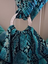 Michael Kors Aqua Snake Print Halter Top Tie Neck Size L NWT Y2k Ring Detail