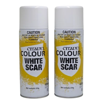 2 x Citadel Colour WHITE SCAR Spray (400 ml) Games Workshop Primer Layer Paint