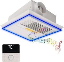 Bathroom Exhaust Fan with Bluetooth Speaker, Exhaust Fan with Light, with Heater