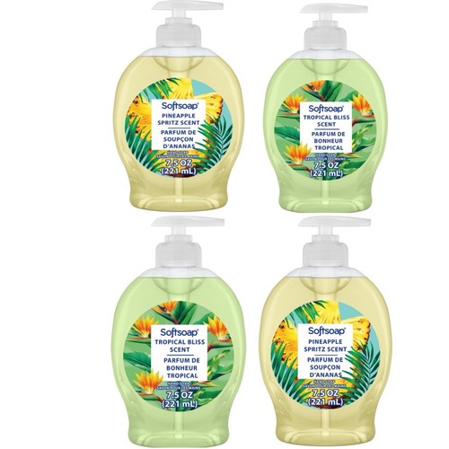 4 Pack Softsoap Liquid Hand Soap Limited Edition Tropical & Pineapple, 7.5 oz