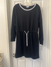 Calvin Klein Women’s Black Long Sleeve Dress Size Large With Drawstring Waist