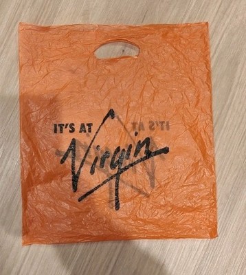 Vintage Virgin Music Plastik Album Tragetasche aus den 70er oder 80er Jahren