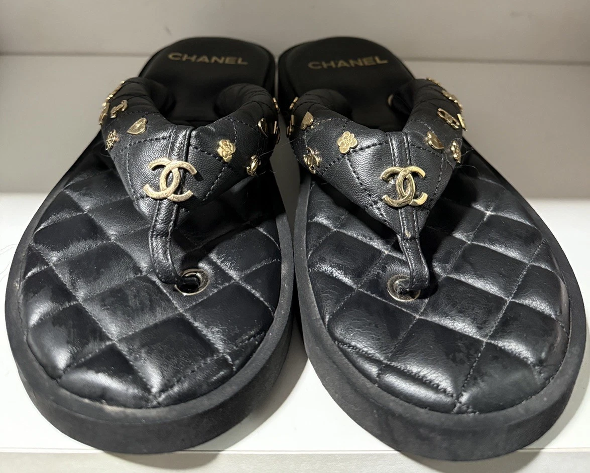 CHANEL Thong Leather Upper Sandals for Women for sale | eBay