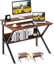 ODK Small Desk, 27.5 Inch Computer Desk for inch, Deep Brown 