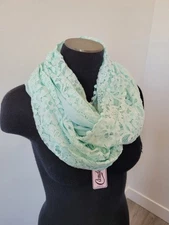 NEW Candie's Teal Lace Infinity Scarf Lightweight Green Cottage Fairy Whimsical