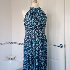 New Fabulous Long Midi Dress Size L UK 12- 14 Leopard print Halter neck Shein