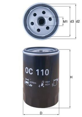 MAHLE Ölfilter OC 110 Anschraubfilter für MERCEDES SL W124 S124 190 76,2mm 124