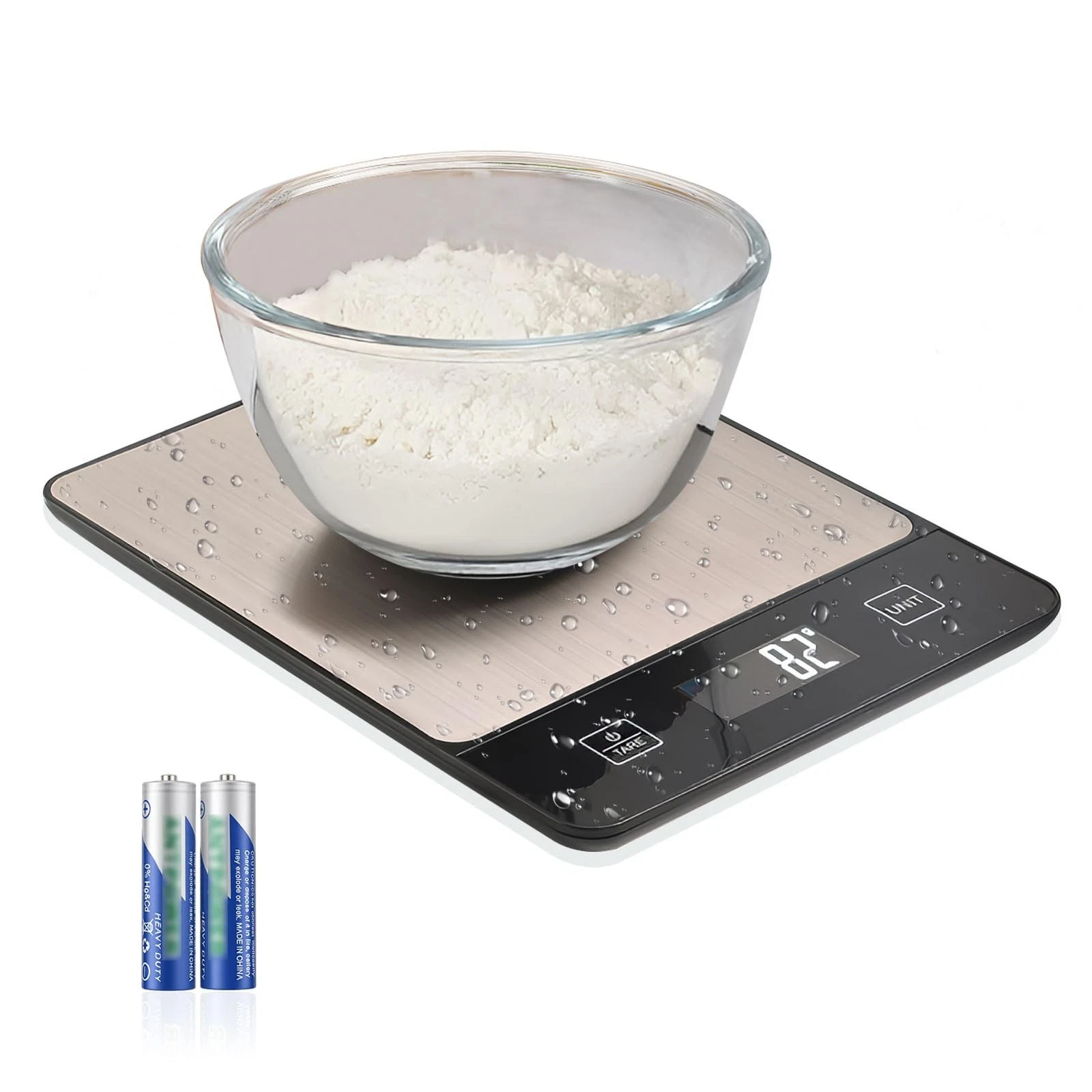 Kitchen Scales Digital with LCD Display Tempered Glass 22lb/10kg/1g, Black