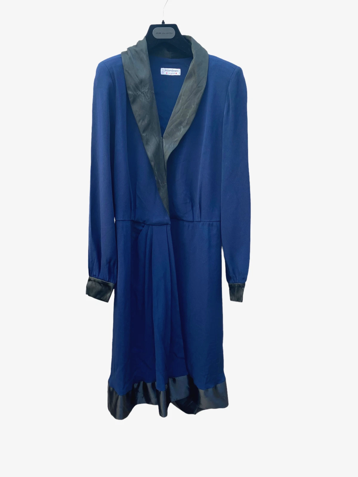 SAINT LAURENT (YSL) Abito vintage Yves Saint Laurent blu navy Tencel taglia 36 small