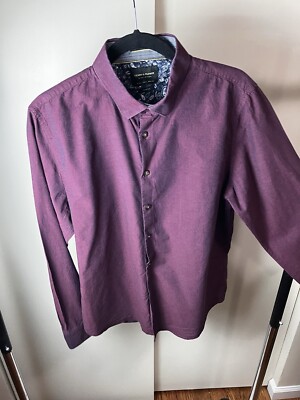 fitted blush wedding dress Hisdern Men's Stretch Wrinkle Free Dress Shirts Long Sleeve Burgundy f main image 0