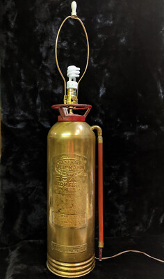 Antique Torpedo Shell Fire Extinguisher Lamp Detroit Pacific Corp Los Angeles 