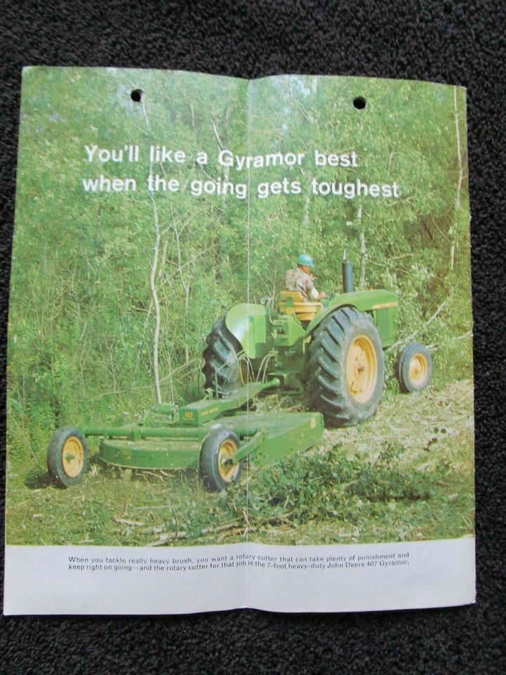 Original 1962 Brochure for John Deere Gyramor Rotary Cutters, Very Nice