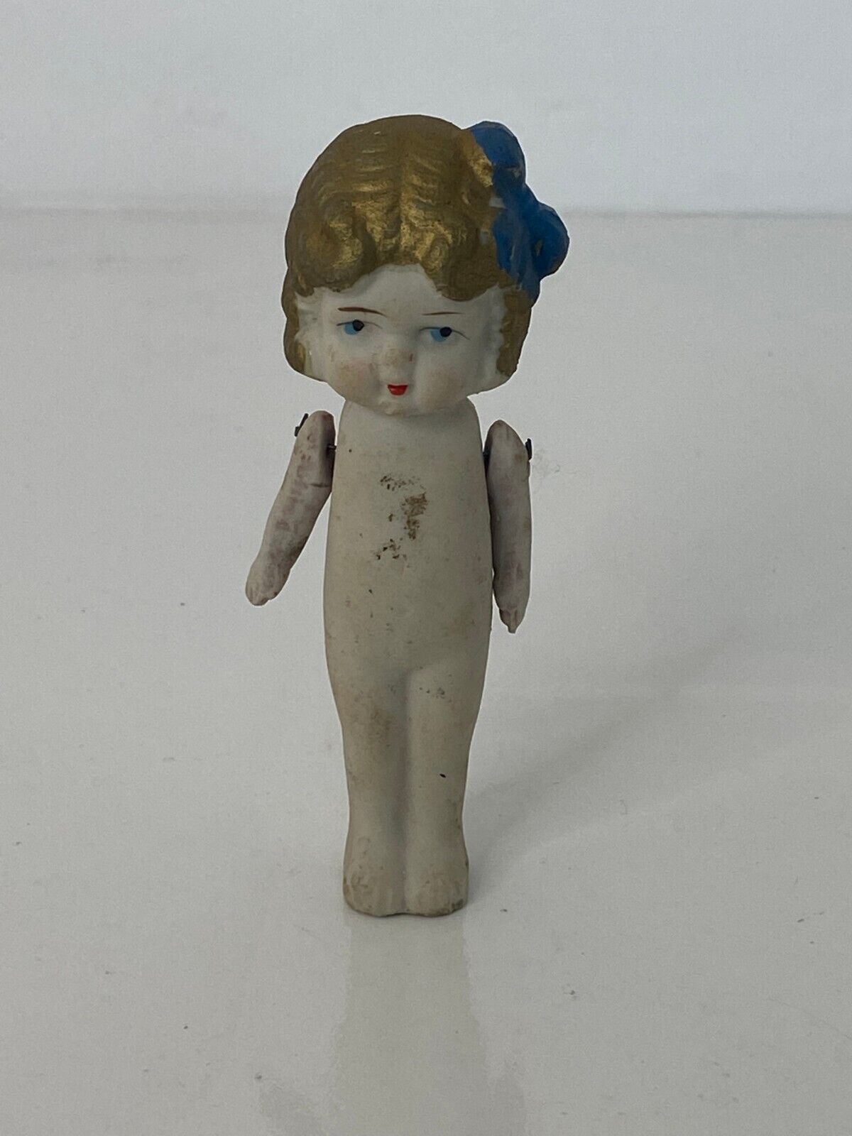 Antique Porcelain Bisque Doll Made in Japan Blue Eyes Soft Body