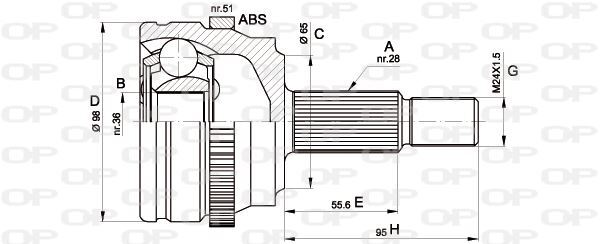 Joint de cardan pour Renault Master II Van 2.8 dTi et 1.9 dCi transmission avant