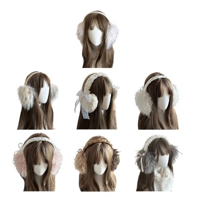 Lovely Bowtie Earmuffs Warm Long Plush Ear Warmers Adult Student Girl Ear Covers