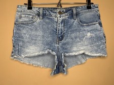 Bullhead Denim Women s 30 Blue Acid Wash Distressed Jean Shorts Low Rise