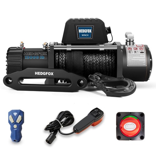12V 13000lb Winch Synthetic Rope Electric Power Winch Waterproof IP66 with Wi...