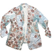 Chicos 2 Large Moroccan Elegance Twill Blazer Cardigan Jacket Paisley NWT J9E